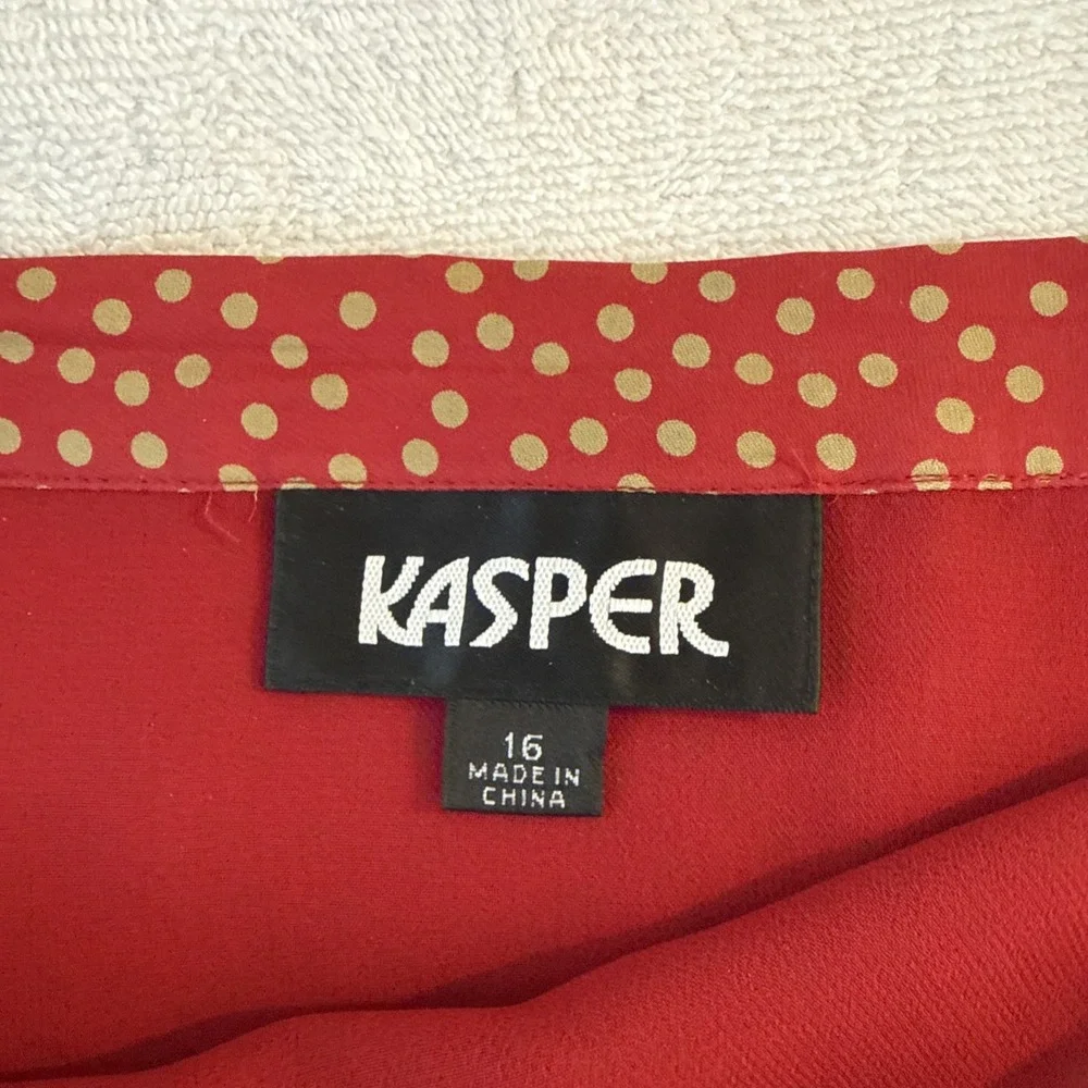 Kasper Red Polka Dot Midi Skirt Size 16 Plus A-Line Career Office Wear